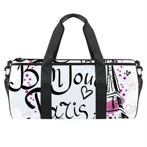Vintage-style sublimation duffle bag with retro prints
